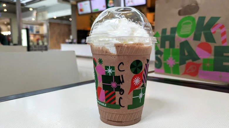 Shake Shack Chocolate Shake on a table