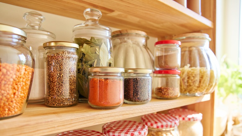 Home kitchen spice shelf