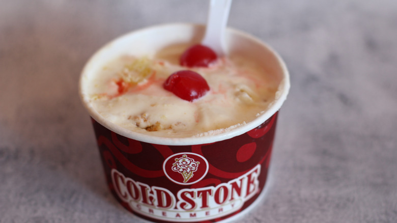 pineapple upside down ice cream in Coldstone Creamery cup