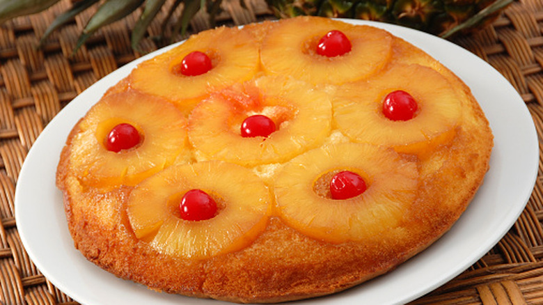 a pineapple upside down cake on a plate