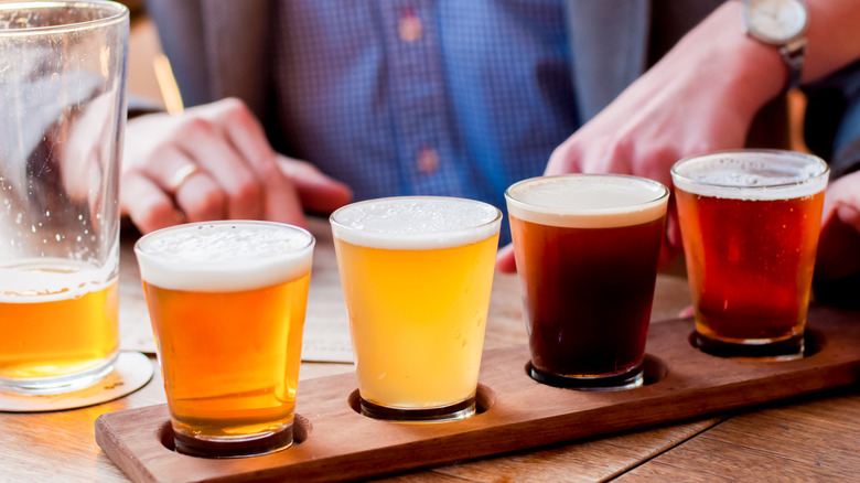Beer flight on table