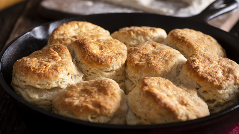 Biscuits in cast iron skillet 