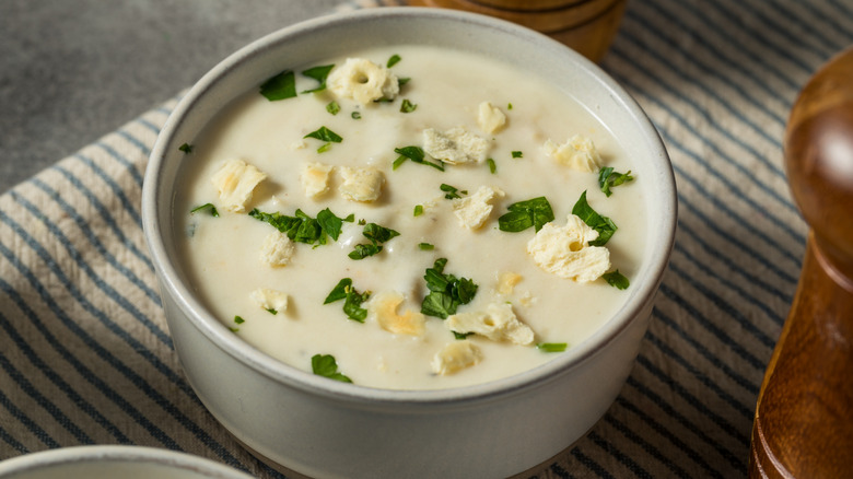 A bowl of New England clam chowder