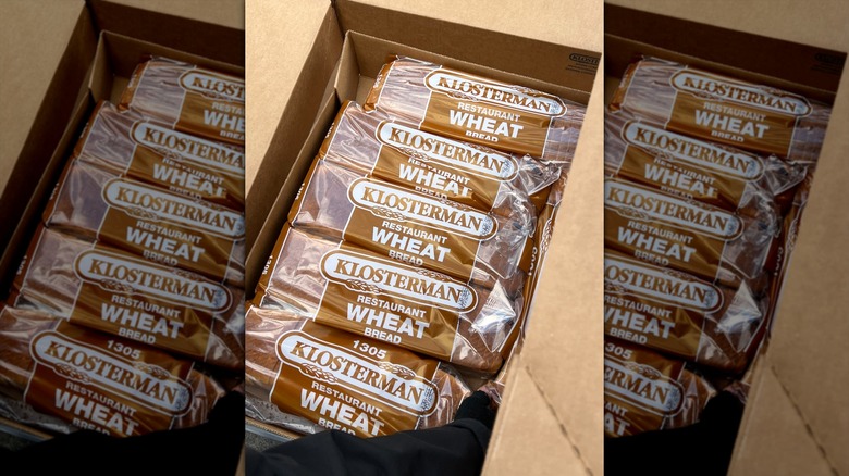 Loaves of Klosterman wheat bread in a box