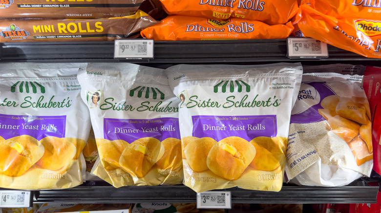 Sister Schubert's frozen dinner yeast rolls at grocey store