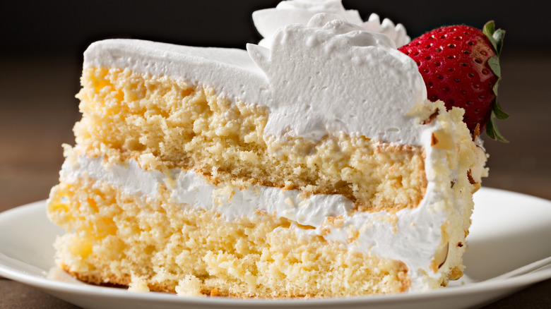 tres leches cake with strawberry