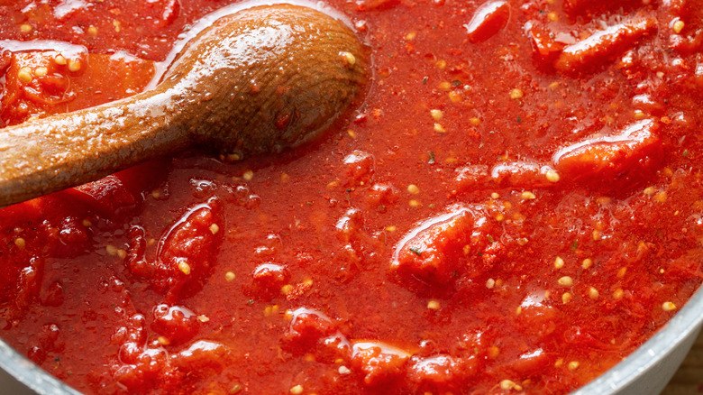 Pot of tomato sauce