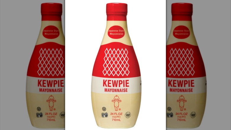 Packaging of Kewpie Mayonnaise on white background