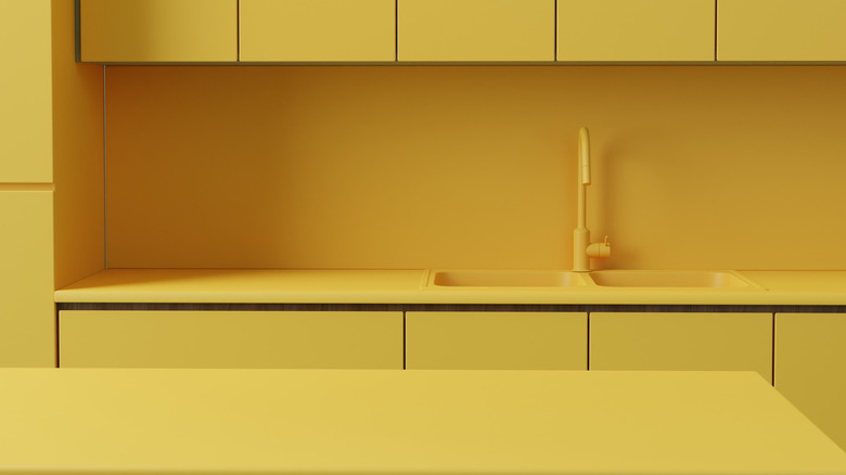 An all-yellow kitchen