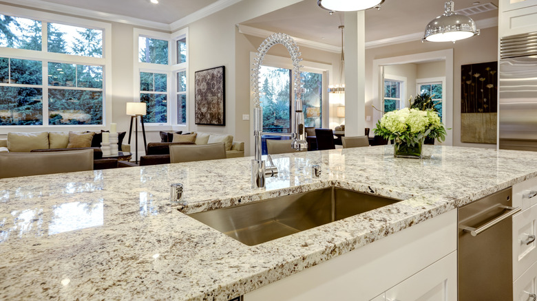 glossy granite kitchen countertop