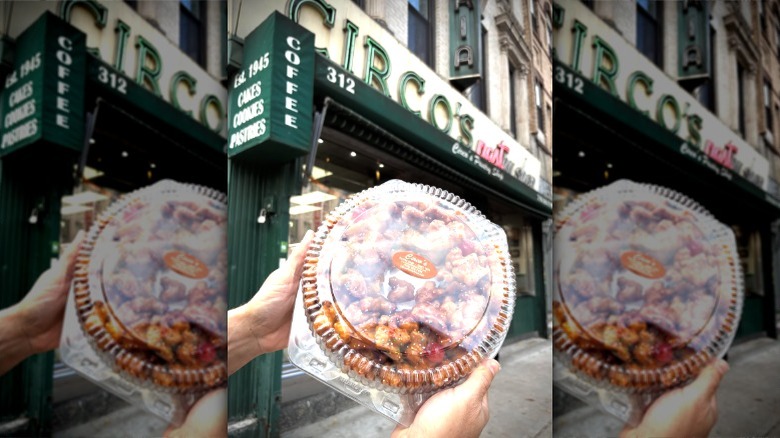 Circo's Pastry Shop exterior with baked goods in to-go container