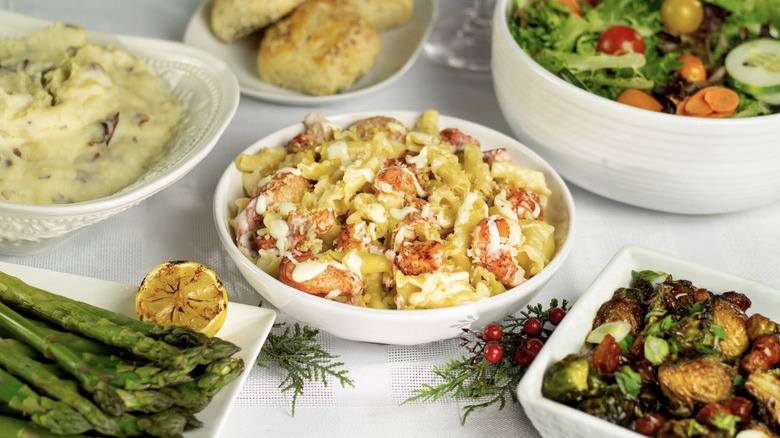 Capital Grille side dishes on table with white cloth