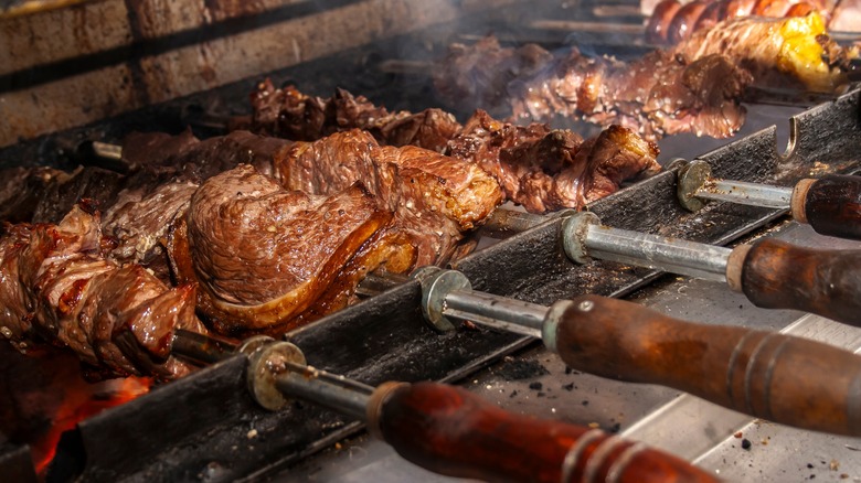 Brazilian style barbecue grill at churrascaria