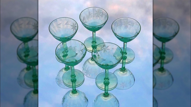 Collection of green stemmed glasses