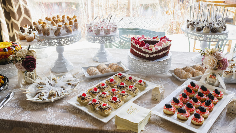counter top with desserts