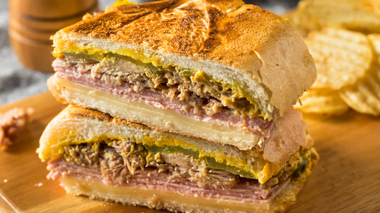 sliced Cuban sandwich