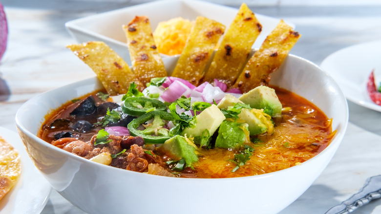taco soup with tortillas