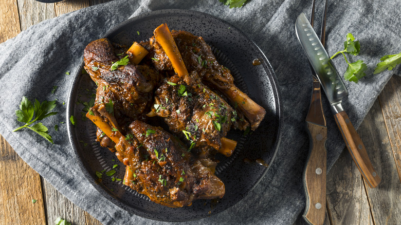 Braised lamb shanks