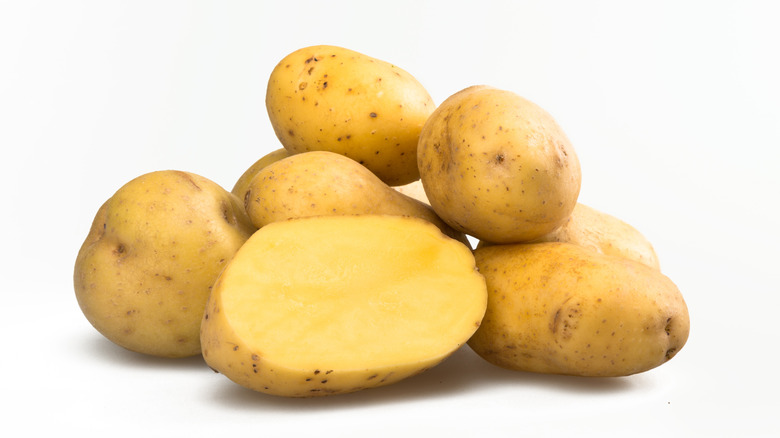 a bunch of Yukon gold potatoes 