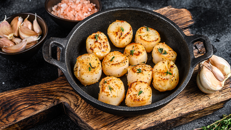 Scallops cooked in a pan