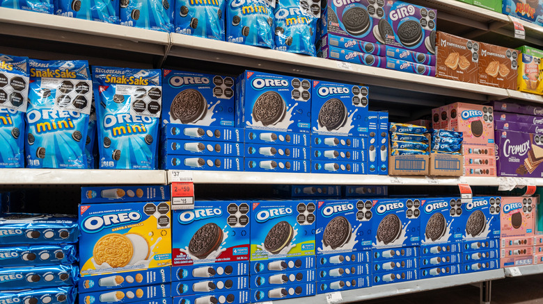different types of Oreos in a grocery store