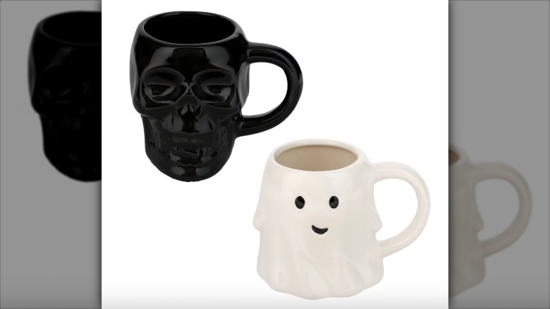 Dollar Tree skeleton and ghost mugs