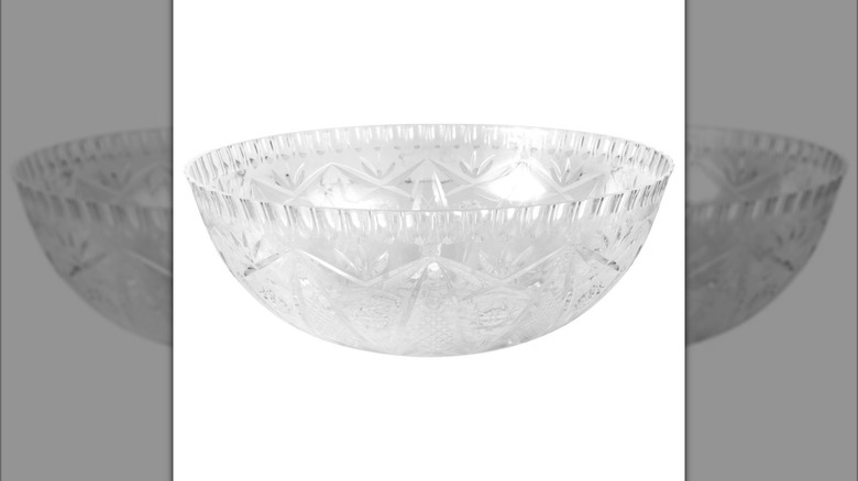 Caterer's Corner Crystal Cut Plastic Punch Bowl from Dollar Tree on white background