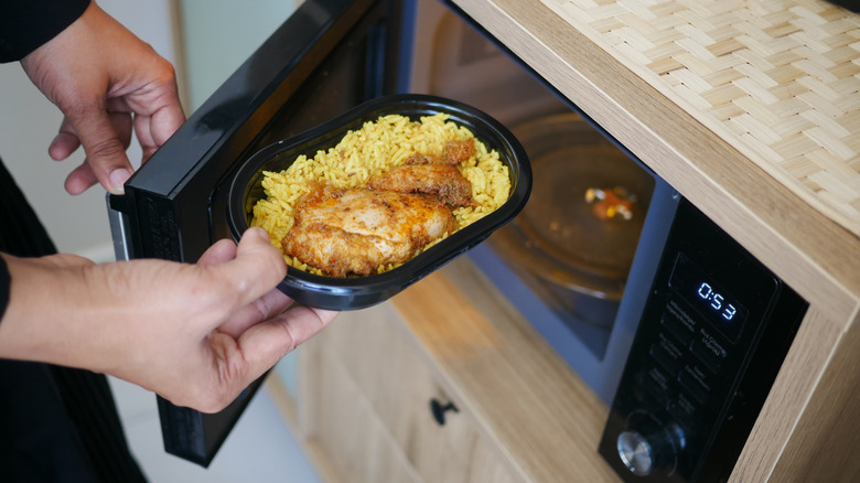 heating chicken and rice in microwave
