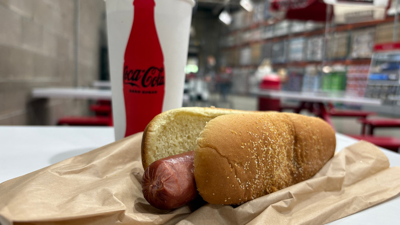 hot dog and drink at Costco