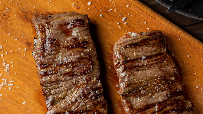 A cooked skirt steak