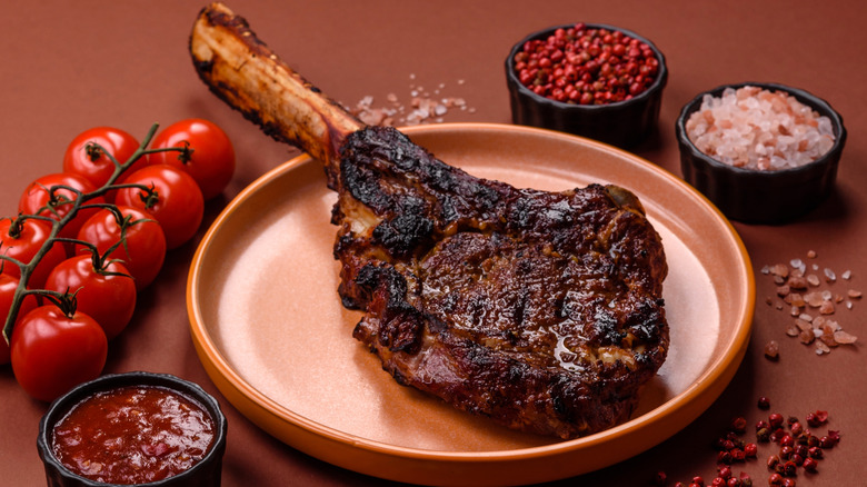 A grilled tomahawk steak