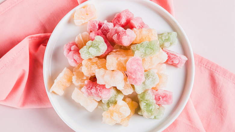 A bowl of frozen gummy bears