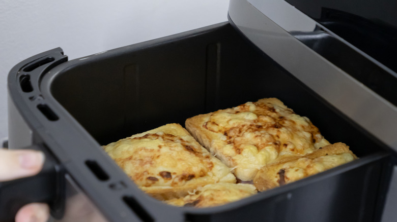 open face grilled cheese in air fryer basket