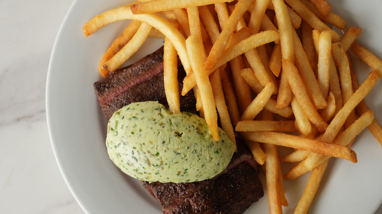Steak frites with compound butter