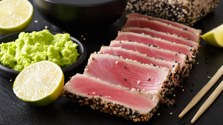 Slices of ahi tuna