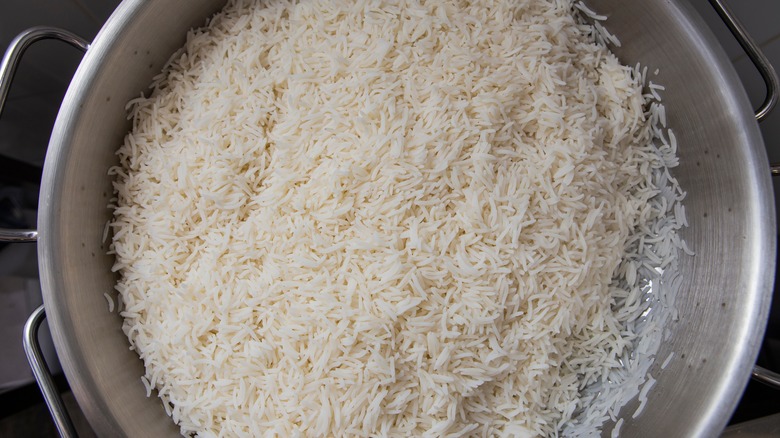 large pot of white rice