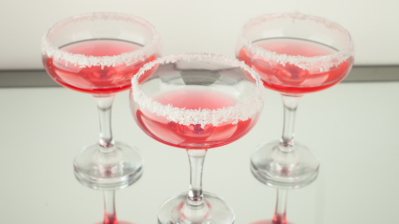 Valentine's Day cocktails with sugar rim