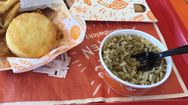 popeyes cajun fried rice served with a popeyes meal