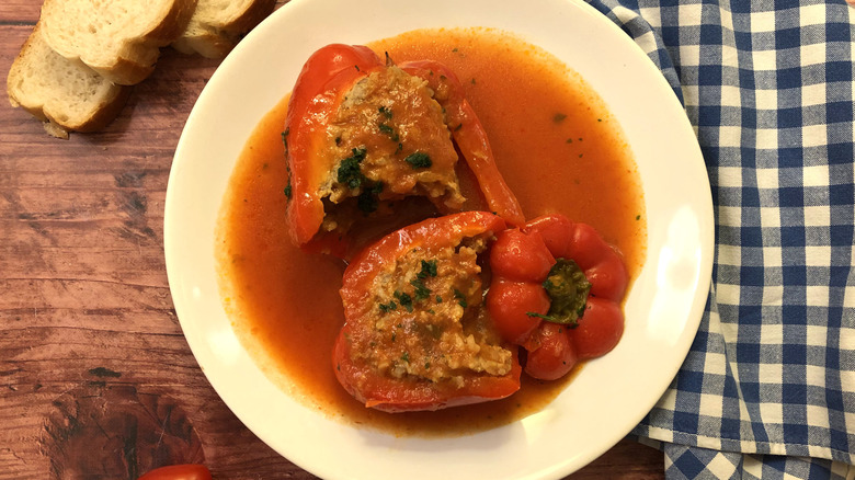 stuffed peppers with enchilada sauce