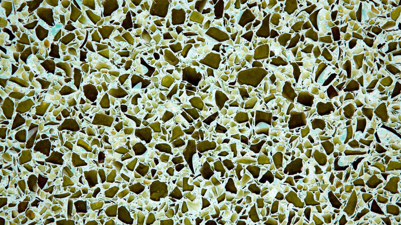 Green recycled glass counter material