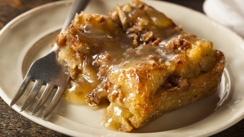 Bread pudding on a plate