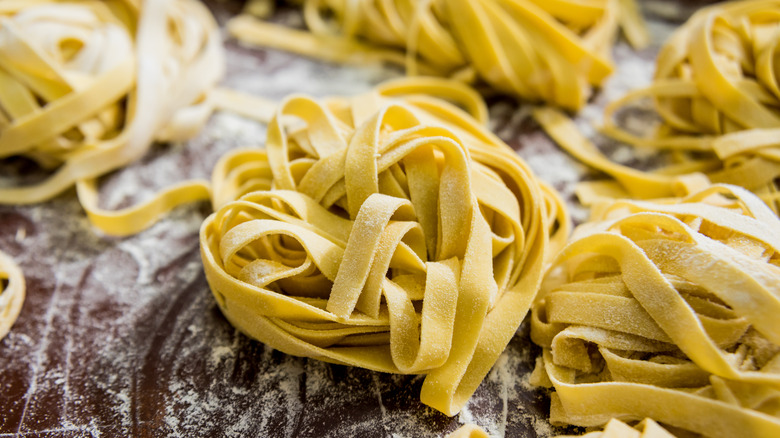 Fresh tagliatelle pasta 