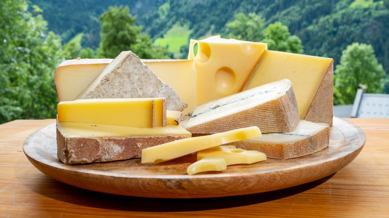 Cheese board with rolling hills