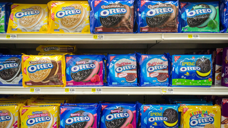 different flavors of oreos on a store shelf