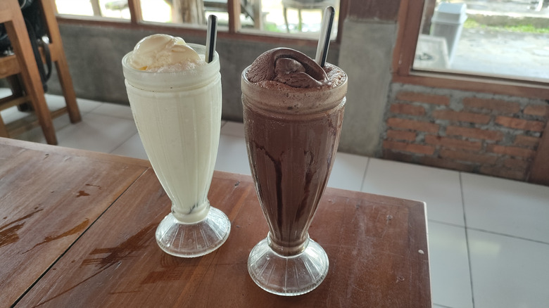 blended milkshakes served on table