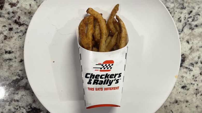 Checkers fries on a plate