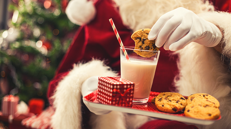 Santa with milk and cookies