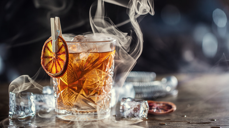 cocktail served with smoke