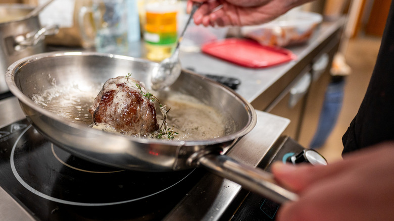Butter basting a steak