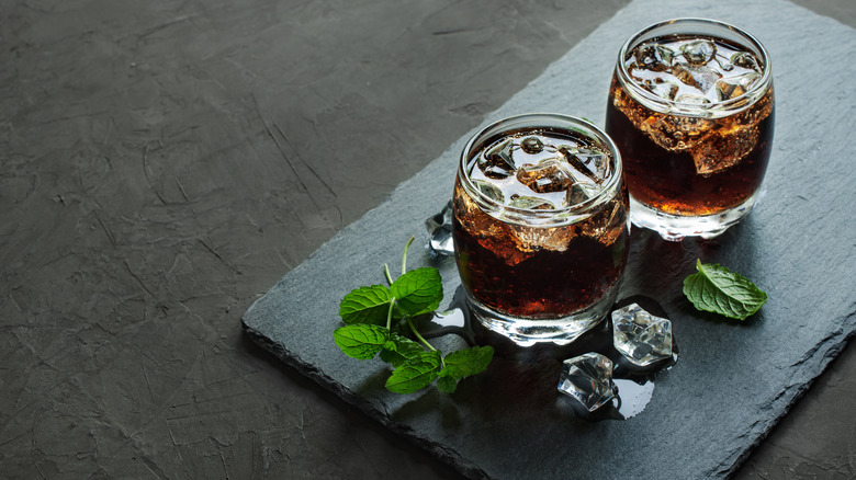 Whiskey and coke in glasses 